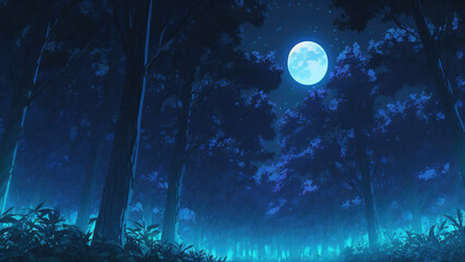  4K Desktop Wallpaper of Forest, Night, Moon and Calm