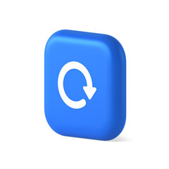 Circular arrow button curved dynamic loading progress navigation cursor 3d realistic isometric icon