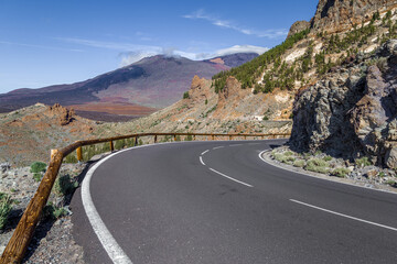 Roadside View of Mount Teide from Above the Valley