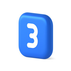 Three number button internet communication texting message character 3d realistic isometric icon