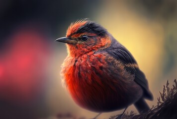 illustration of beautiful close up portrait of colorful bird in nature