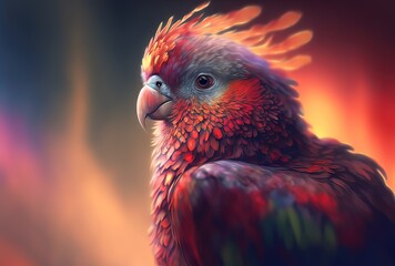 illustration of beautiful close up portrait of colorful bird