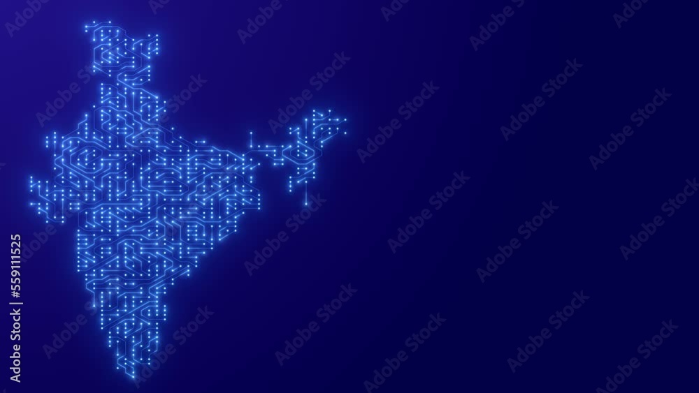 Wall mural digital map of india with blue circuit board background. india map with artificial intelligence conc
