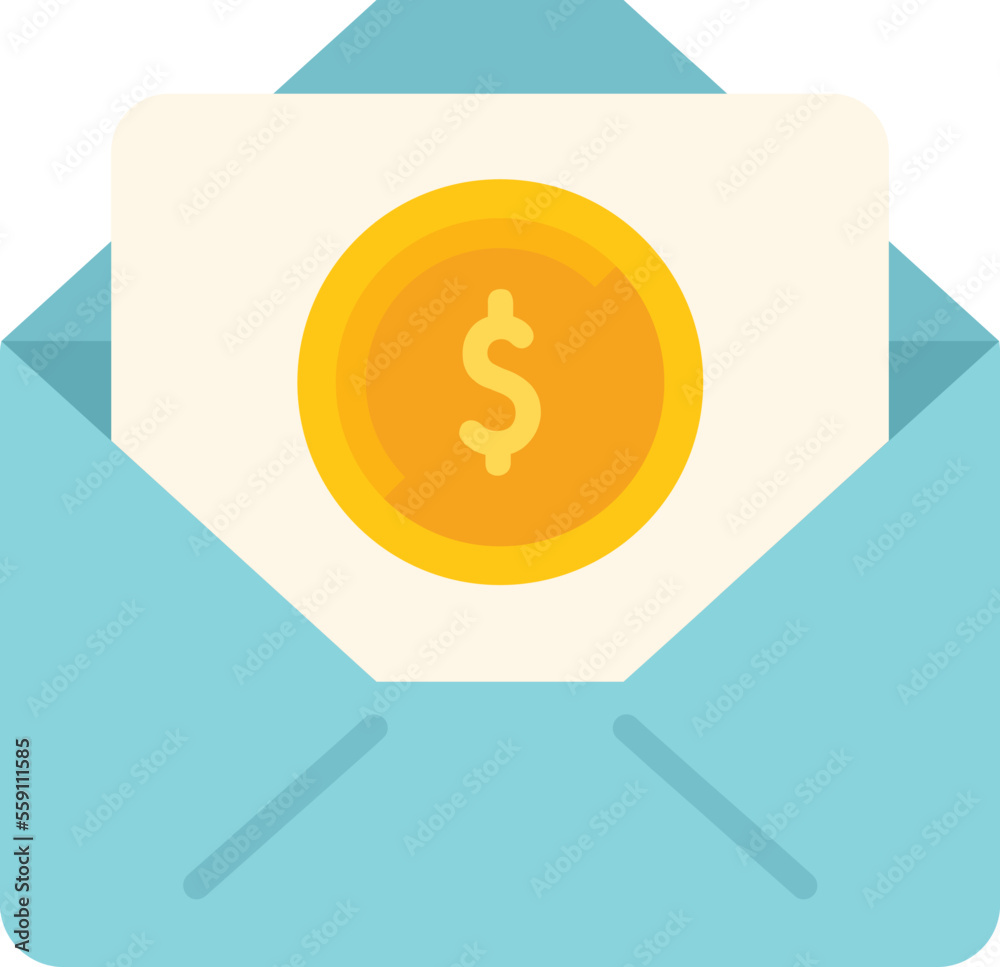 Sticker Monetize mail icon flat vector. Mobile audience. Profit check isolated