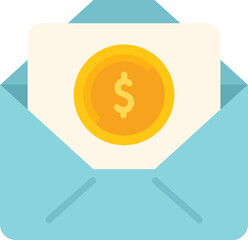 Monetize mail icon flat vector. Mobile audience. Profit check isolated