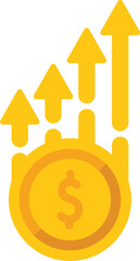 Money increase icon flat vector. Mobile business. Media profit isolated