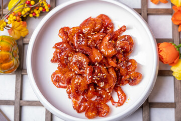 Korean food side dish Stir-fried Dried Shrimps