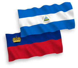 Flags of Nicaragua and Liechtenstein on a white background