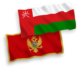 Flags of Sultanate of Oman and Montenegro on a white background