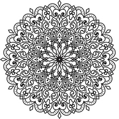 Mandala white background.Adult coloring page	