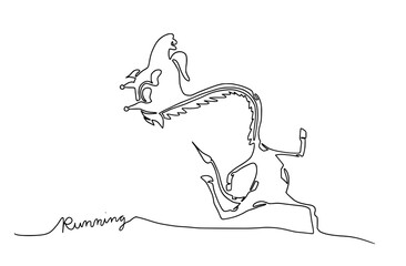 Abstract oneline continuous  drawing giraffe running.