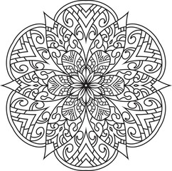 Mandala white background.Adult coloring page	