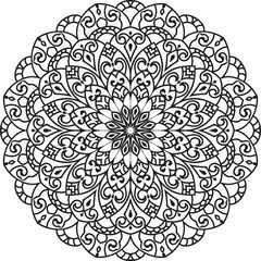 Fototapeta na wymiar Mandala isolated on the white background.Decorative monochrome ethnic mandala pattern. 