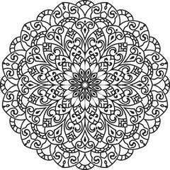 Mandala isolated on the white background.Decorative monochrome ethnic mandala pattern.	
