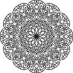 Black and white Mandala illustration Hand drawn outline Mandala.Mandalas for coloring book