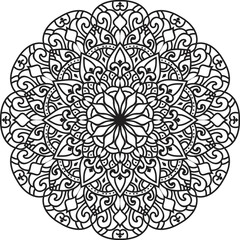 Black and white Mandala illustration Hand drawn outline Mandala.Mandalas for coloring book