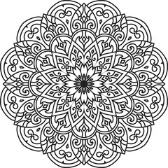 Mandala isolated on the white background.Decorative monochrome ethnic mandala pattern.	
