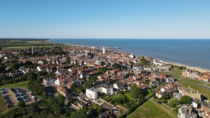 Fototapeta na wymiar Southwold Suffolk seaside town UK drone aerial view