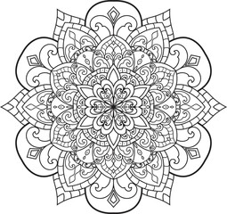 Mandala isolated on the white background.Decorative monochrome ethnic mandala pattern.	
