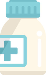 Medical pill jar icon flat vector. Pill jar. Medicine bottle isolated