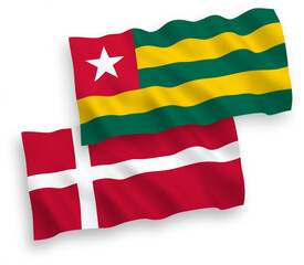 Flags of Denmark and Togolese Republic on a white background