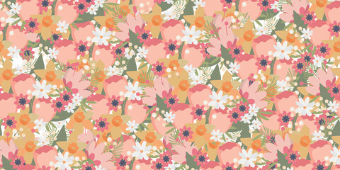 Seamless floral pattern of meadow flowers. Floral background.