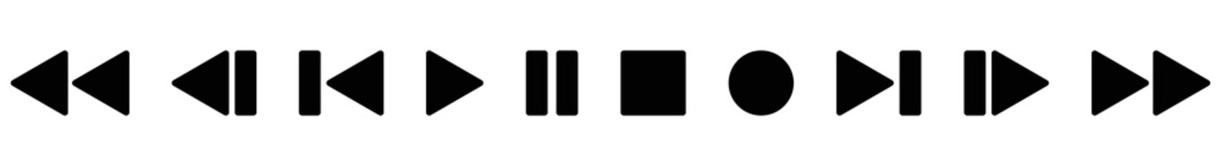 media player buttons icon set simple. style synbol for app and web, vector illustration