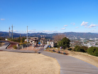 Fototapeta na wymiar 冬晴れの小室山山頂からの眺め　静岡県伊東市　12月