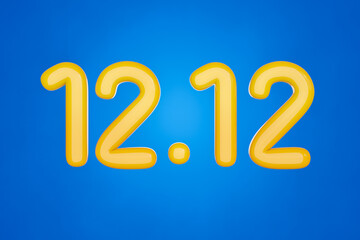 Number twelve dot twelve for promotion 12.12  3D illustration on blue background. 3D rendering