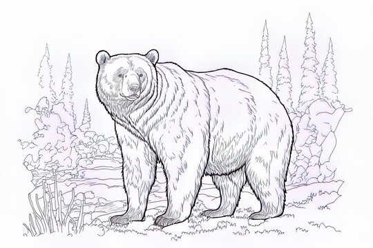 An illustration of a grizzly bear. Generative AI
