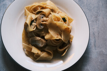 mushrooms pasta on a plate