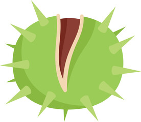 Branch chestnut icon flat vector. Tree fruit. Fall nut isolated