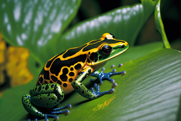 Obraz premium Frog with a poison dart, Dendrobates tinctorius Patricia in profile. Generative AI
