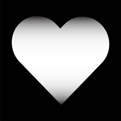 Heart shape cut-out in the black background with light shadow, design element for Valentines day purpose, square social media template
