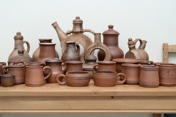 Ceramics, a ceramic product made with their own hands on a potter's wheel, a mug.