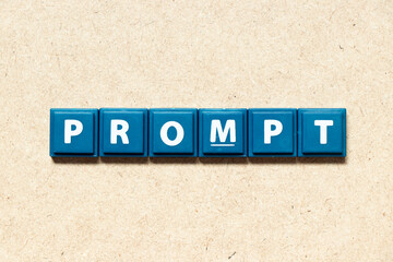 Tile alphabet letter in word prompt on wood background