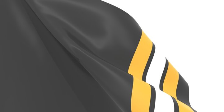 Waved flag textured by Boston Bruins ice hockey team uniform colors. 3D render