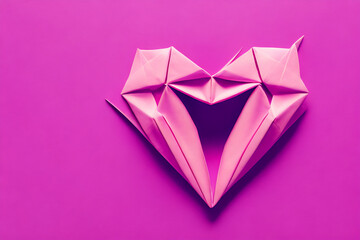 Valentine origami paper heart copy space Generative AI