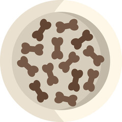 Dog food snack bone icon flat vector. Animal bowl. Eat pack isolated