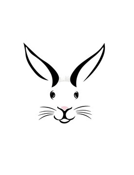 rabbit silhouette. cute bunny head. Cute easter bunny vector illustration