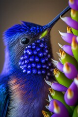 Close up of a hummingbird and a flower made with generative ai
