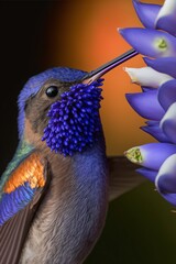 Close up of a hummingbird and a flower made with generative ai
