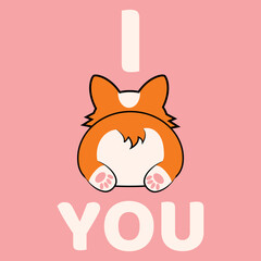 Cute smiling welsh corgi dog vector cartoon illustration isolated on pink background. Funny 