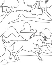 Fototapeta na wymiar Horses Coloring Pages for Kids 