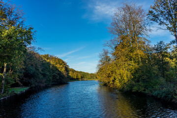 Netherlands, Hague, Haagse Bos, a large body of water surrounded by trees