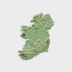 Ireland Island Topographic Relief Map  - 3D Render