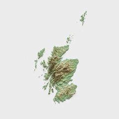Scotland Topographic Relief Map  - 3D Render