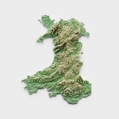 Wales Topographic Relief Map  - 3D Render