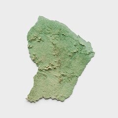 French Guiana Topographic Relief Map  - 3D Render