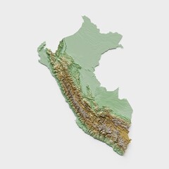 Peru Topographic Relief Map  - 3D Render